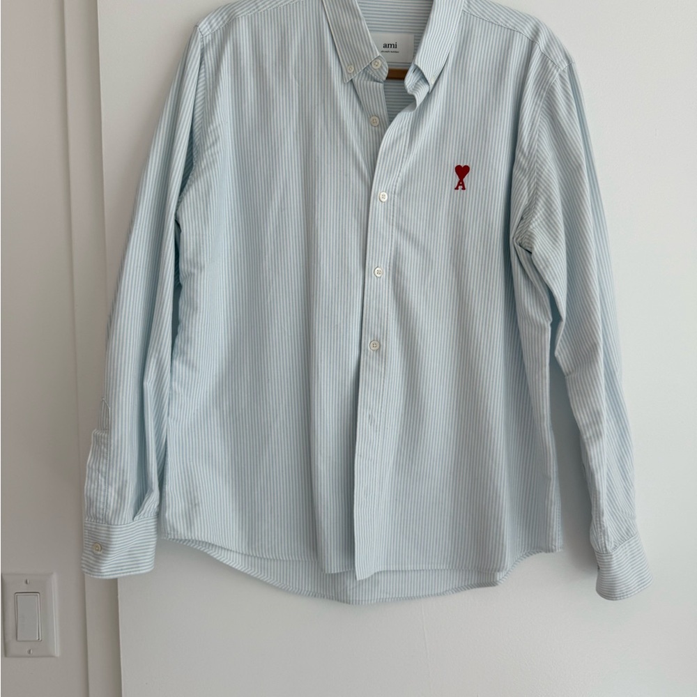 Ami Paris Light Blue & White Striped Shirt